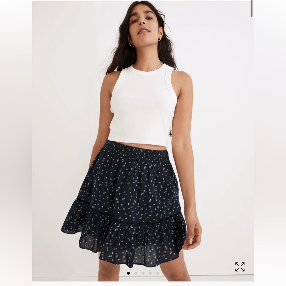 Madewell Smock-Waist Ruffle Mini Skirt in Bandana Flower Size Small